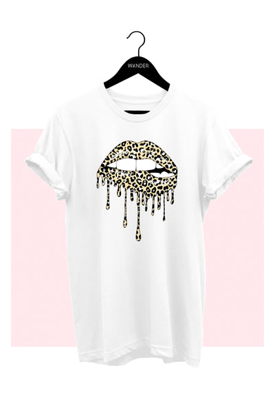Dripping in Leopard Tee: White