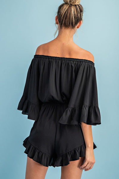 Here For The Party Romper: Black