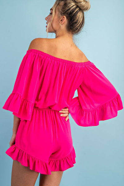 Here For The Party Romper: Hot Pink