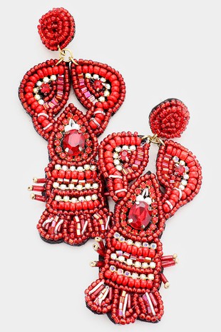 Crawfish Earrings: Red