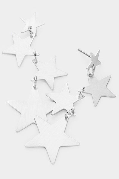 Star Link Dangle Earrings: Silver