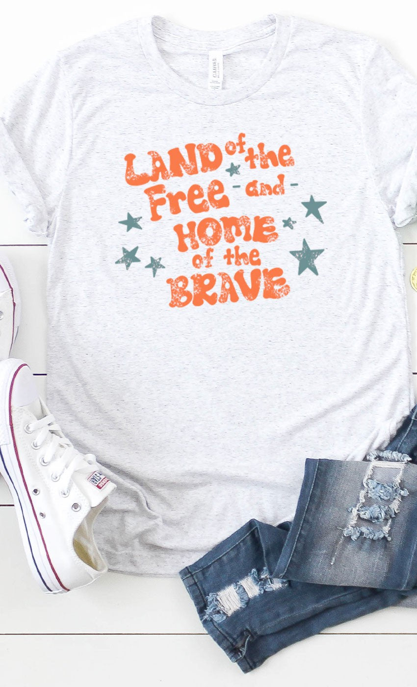 Land Of The Free Tee: Ash Gray