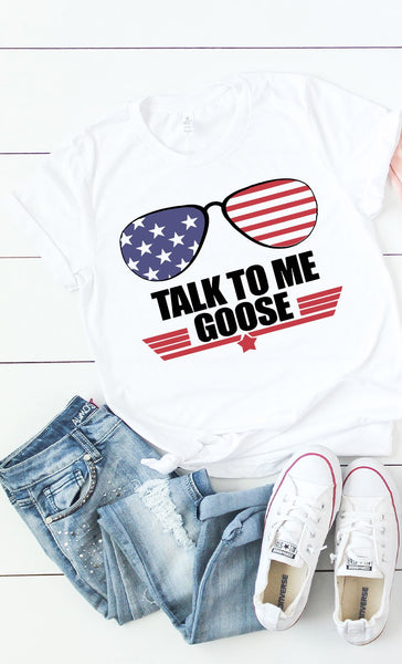 Talk To Me Goose Tee: White