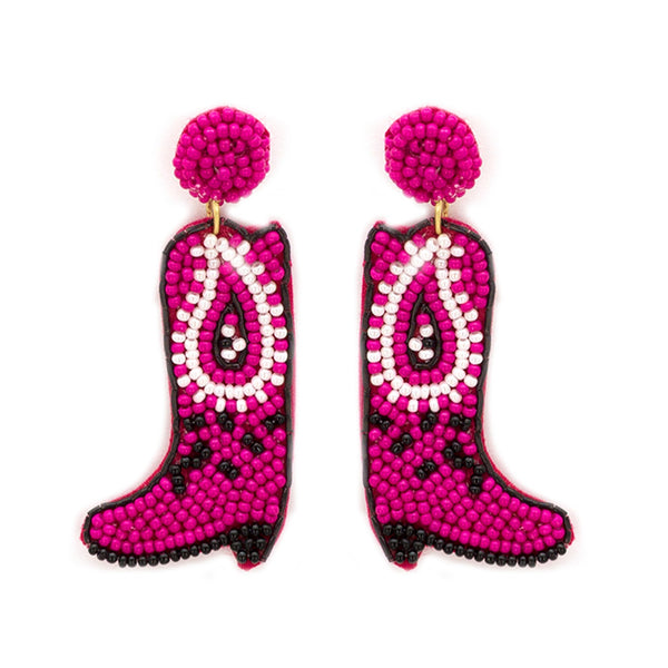 Kicking Boots Earrings: Fuchsia