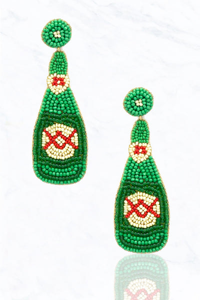 Beer Bottle Earrings: Green