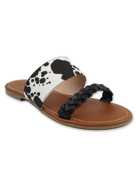 Sandy Toes Sandals: Cow Print