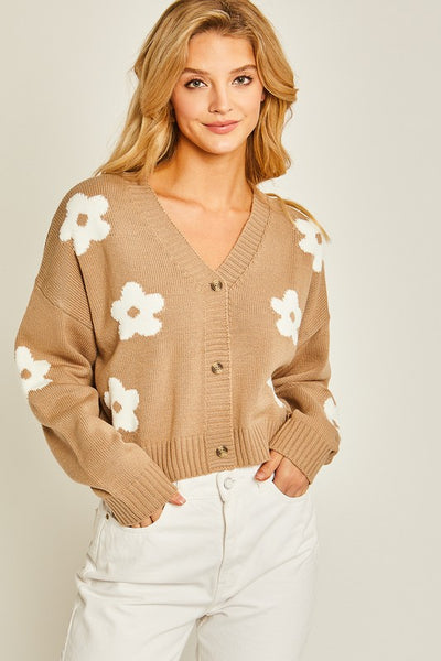 Smell The Flowers Sweater: Khaki