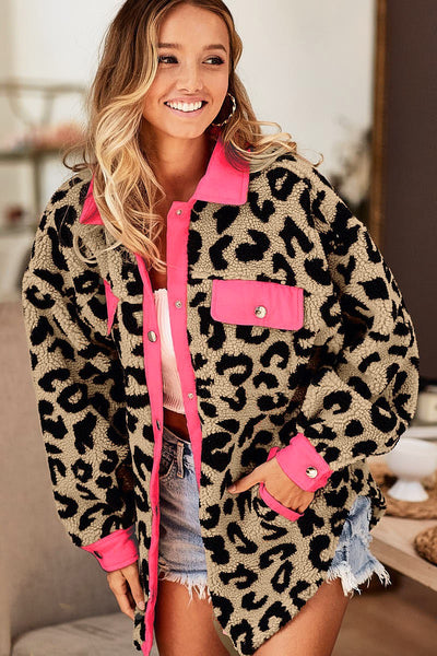 Pretty In Pink Leopard Shacket: Neon Pink