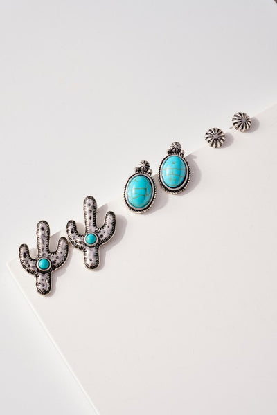 Western Cactus Set Earrings