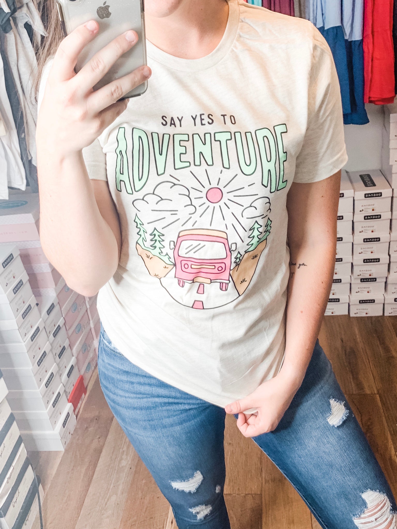 Say Yes To Adventure Tee: Oatmeal