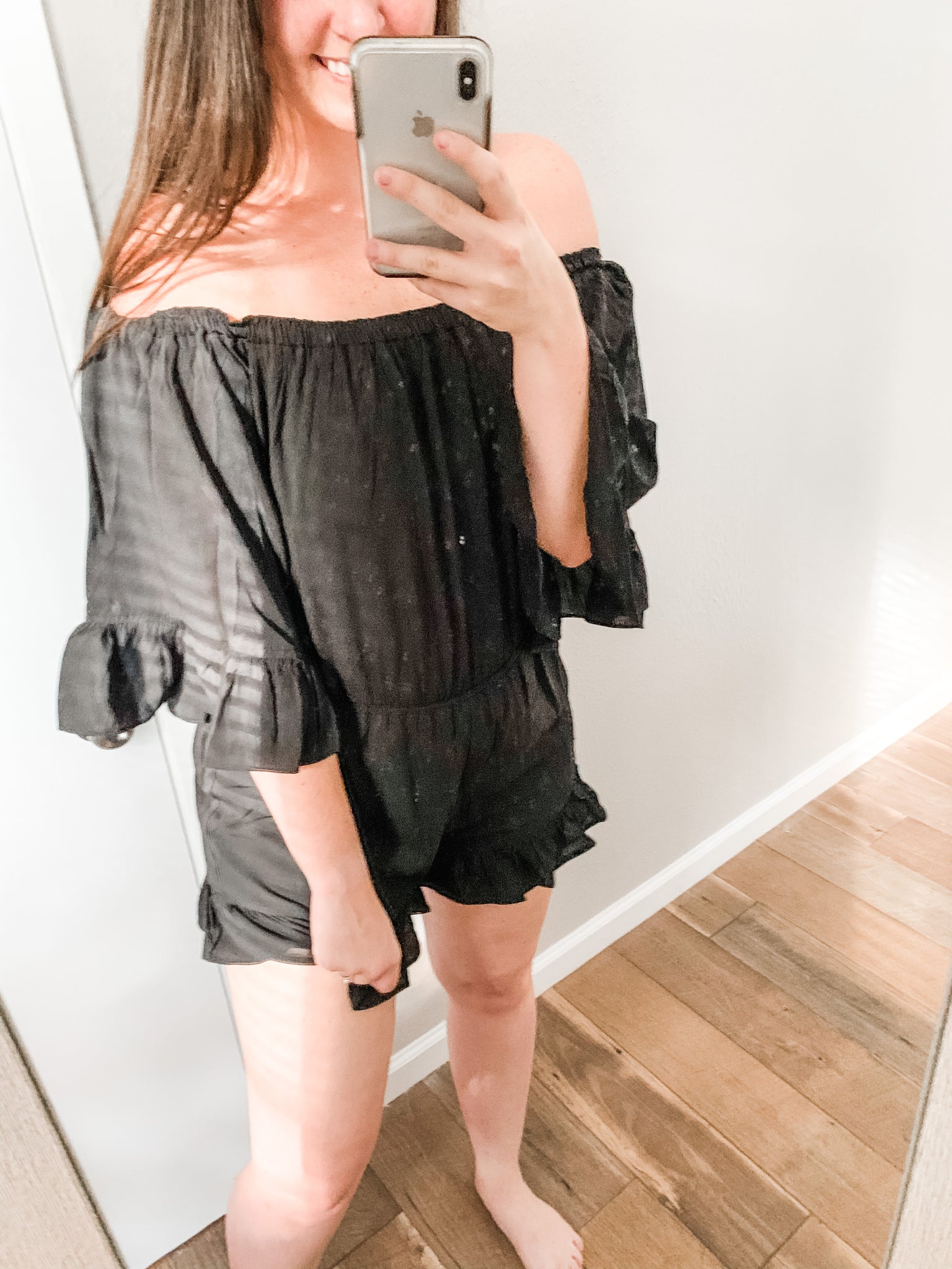 Here For The Party Romper: Black