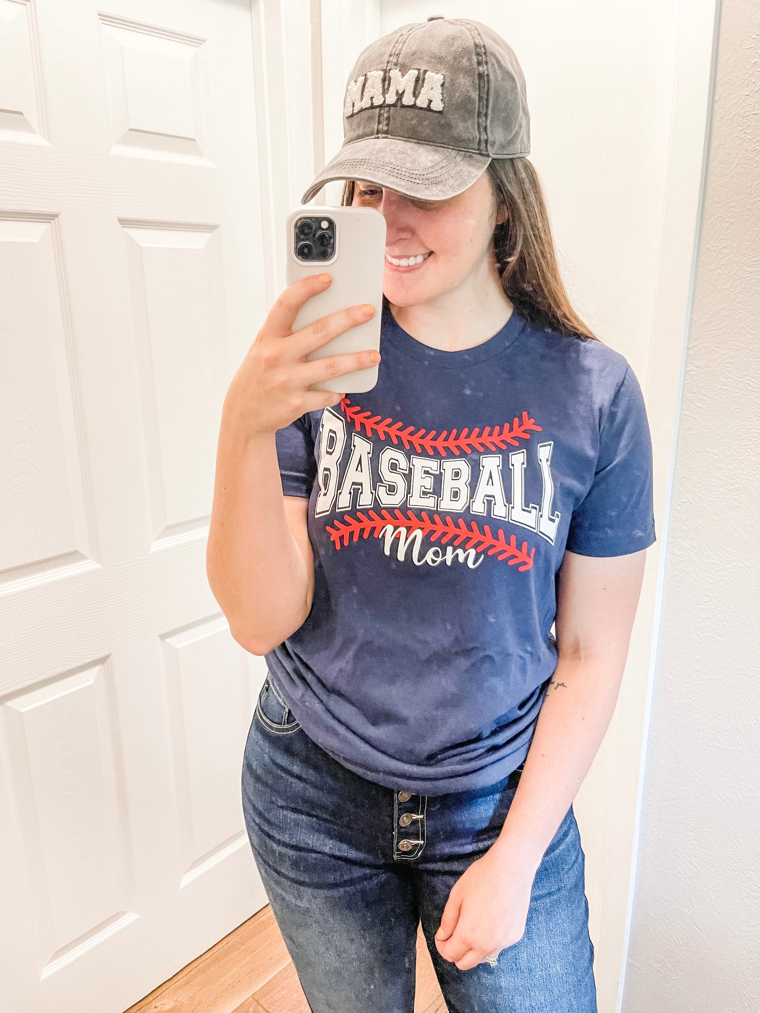 Baseball Mom Tee: Navy
