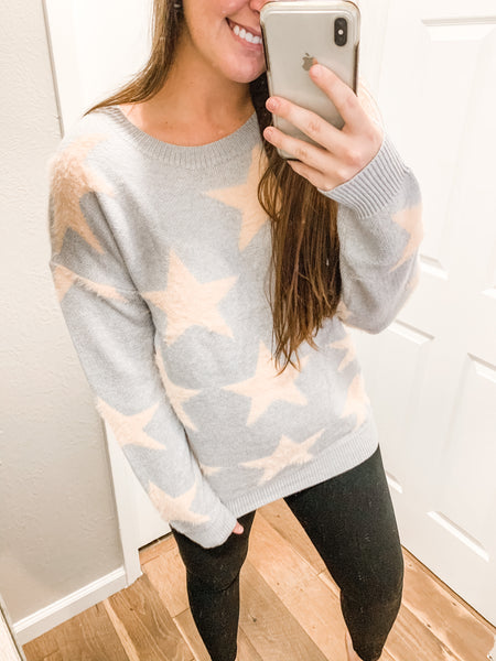 Stars Are Bright Sweater: Light Gray