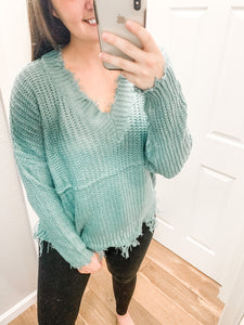 Distressed Sweater: Mineral Blue