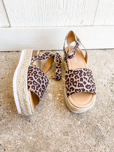 Let’s Grab Drinks Platform Sandals: Leopard