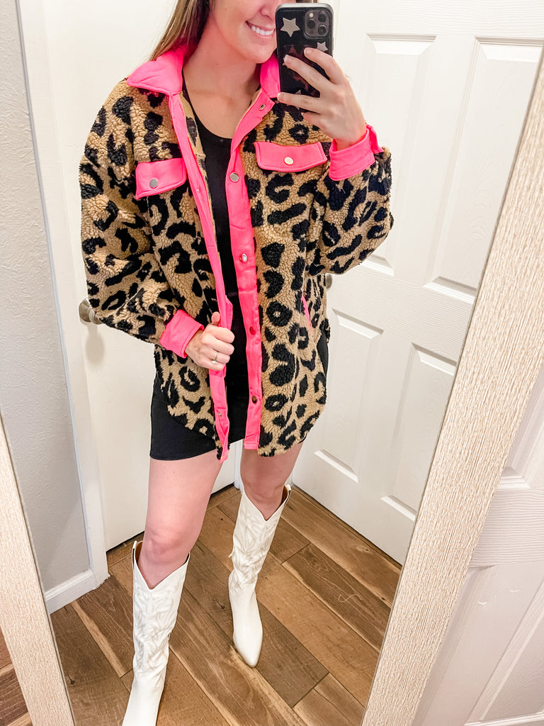 pink leopard coats