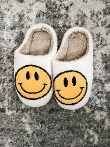 Smiley Slippers: White/Yellow