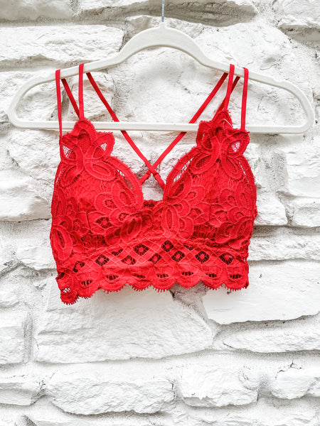 Lace Bralette: Red