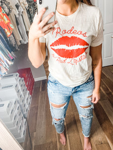 Rodeos and Red Lipstick Tee: White